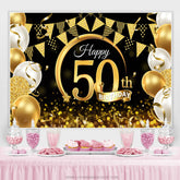 Lofaris Balloon Ribbon With Flag Happy 50Th Birthday Backdrop